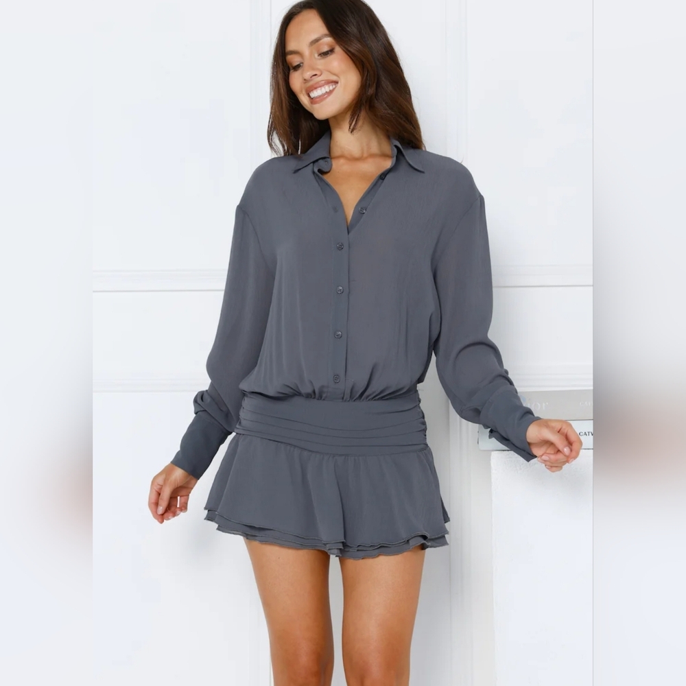 Lioness Girls Girls Girls Mini Dress Dark Olive Grey sz XS